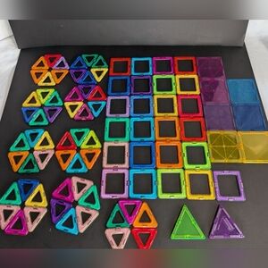 Magnetic Building Tiles Set Of 87 Pieces Squares Triangles